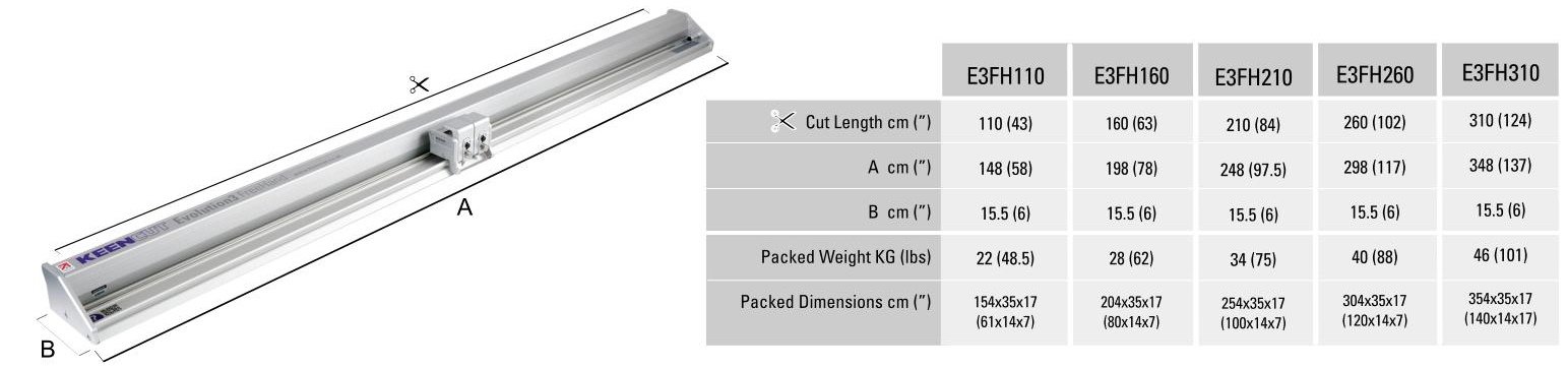 FreeHand Dimensions Chart