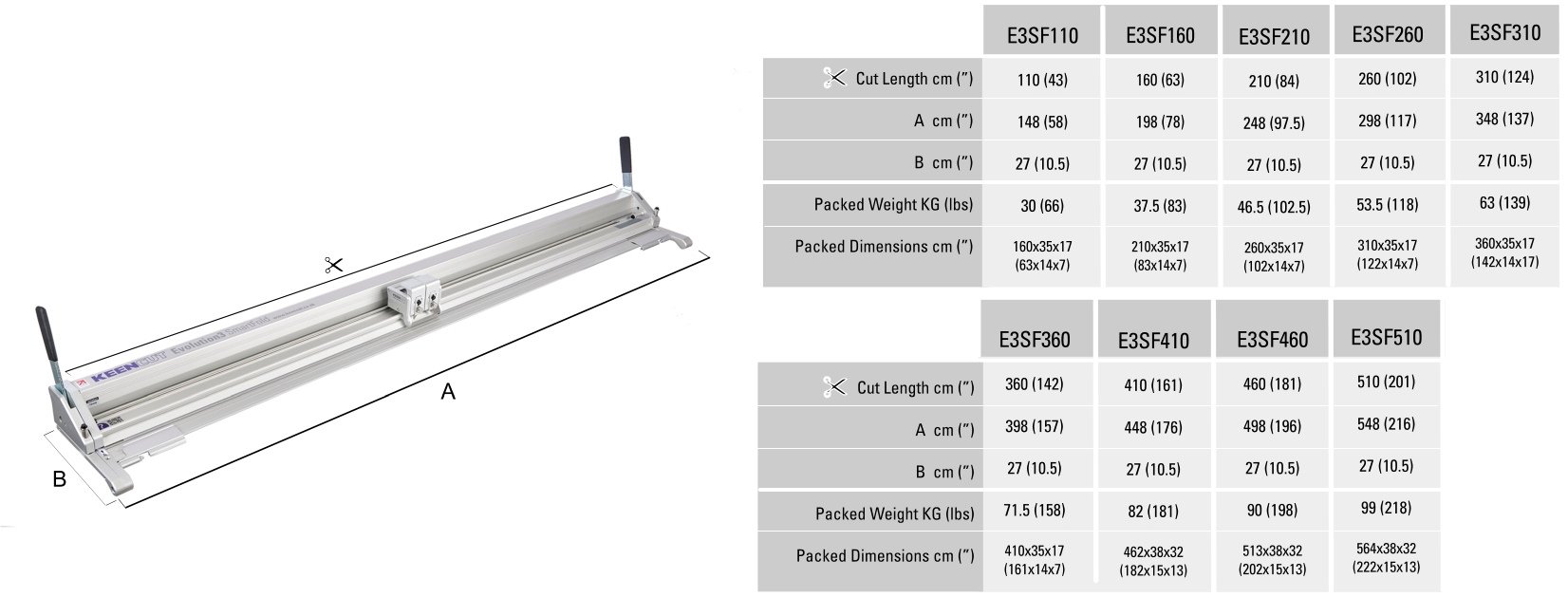 SmartFold Dimensions Chart