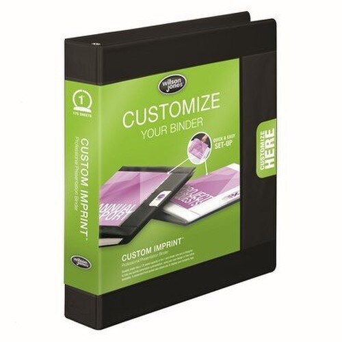 Wilson Jones® Custom Imprint Presentation Binder, Round Rings, 1, Black, 6  per pack.